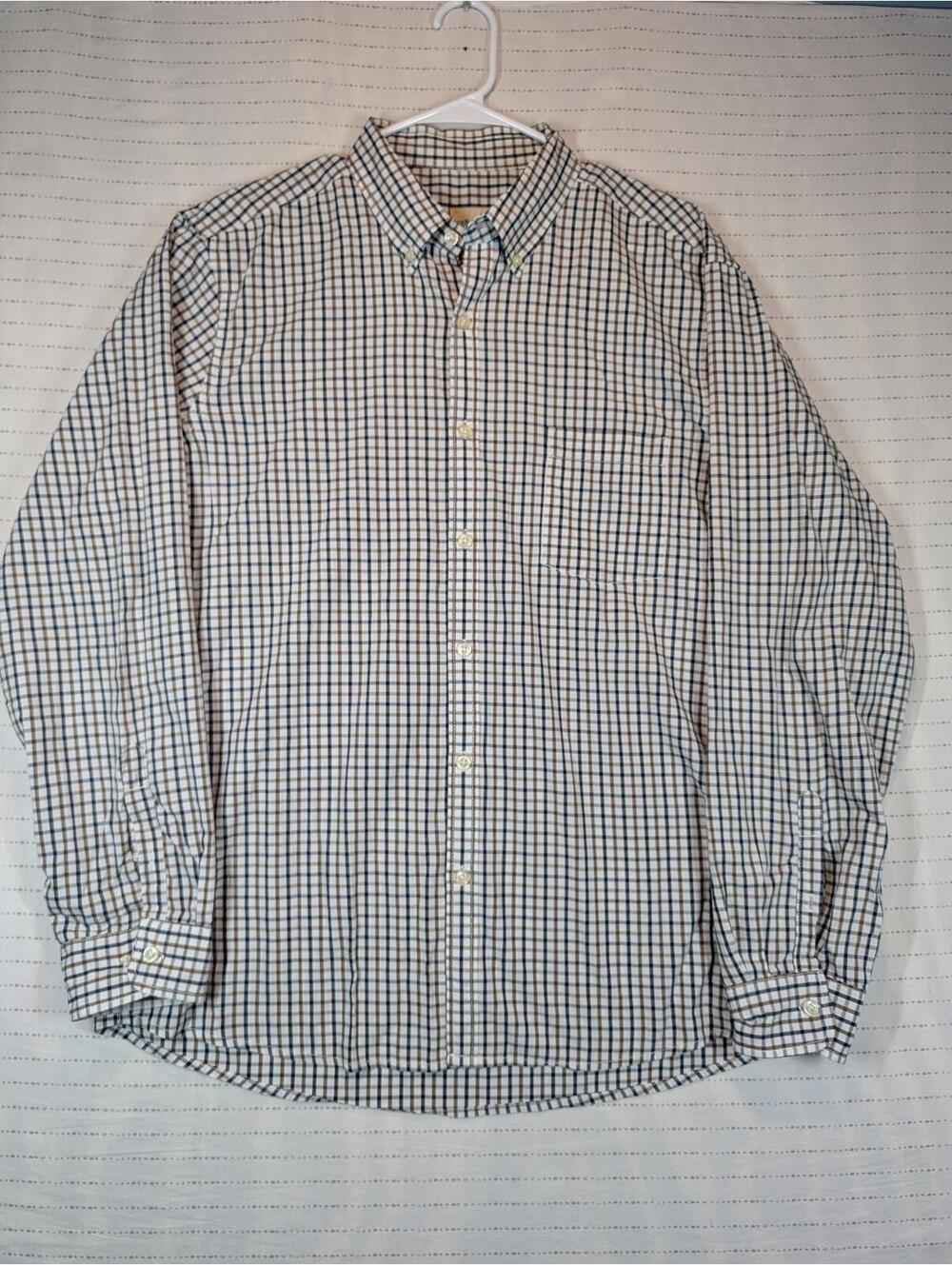G.H. Bass & Co Button Down Shirt Plaid Check Casual Mens Large Cotton